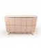 Beige Buffet Cabinet with Wooden Frame Top and Stainless Steel Base and Gold Parts - 150 cm