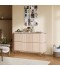 Beige Buffet Cabinet with Wooden Frame Top and Stainless Steel Base and Gold Parts - 150 cm