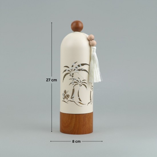 Decorative metal incense burner with a wooden incense holder