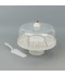 Cake stand with decorative ceramic spoon, 11.5 inches in size