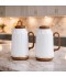 White Thermos Set with Wooden Handle - 1 Liter + 1 Liter - 2G1B200033