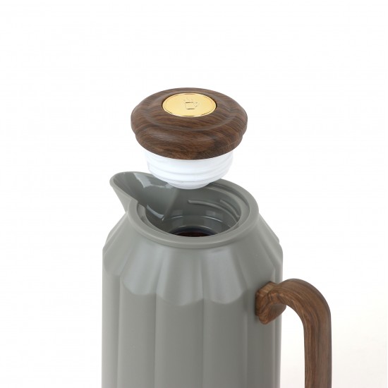 Gray Thermos Set with Wooden Handle - 1 Liter + 1 Liter - 2G1B200034