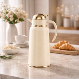 Modern design hospitality thermos in beige and gold - 1 liter - 2G1B200062