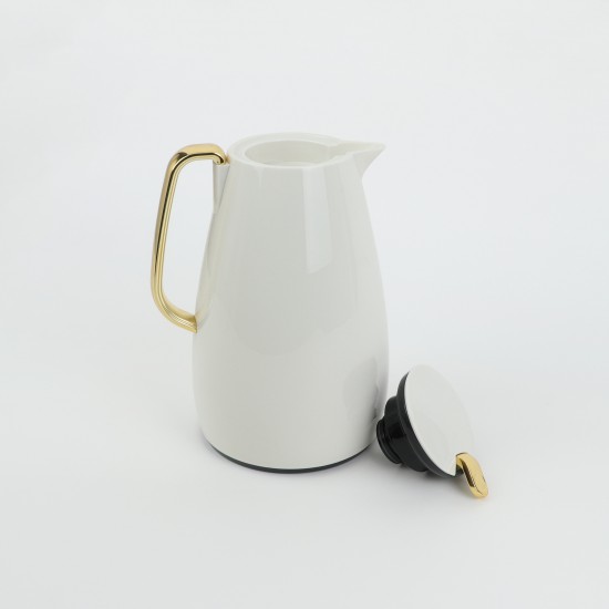 White hospitality thermos with gold handle - 1.5 liters - 2G1B200130 White hospitality thermos with gold handle - 1.5 liters - 2G1B200130