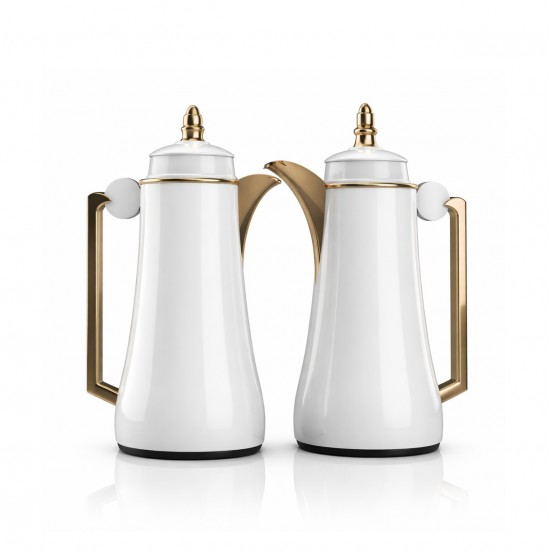 White and gold coffee and tea thermos set - 1 liter - 1 liter - 2G1BB200057