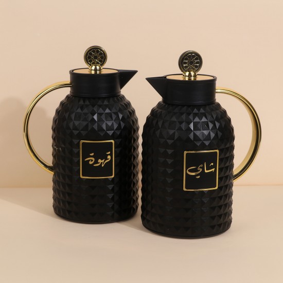 طقم ترامس بتصميم مميز - رمادي - 1 لتر + 1 لتر - ضغاط - 2G1BB200089