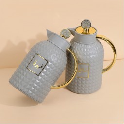 طقم ترامس بتصميم مميز - رمادي - 1 لتر + 1 لتر - ضغاط - 2G1BB200093