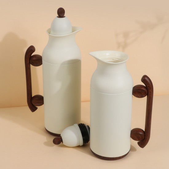 Uniquely designed coffee and tea thermos set - White - 1 liter + 0.7 liter capacity - Push-button - 2G1BB200161