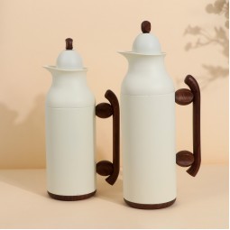 طقم ترامس قهوة وشاي بتصميم مميز - ابيض- سعة 1 لتر + 0.7 لتر -ضغاط - 2G1BB200161