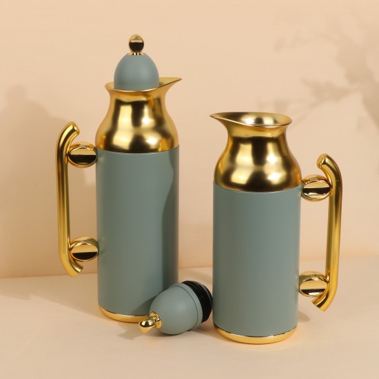طقم ترامس قهوة وشاي بتصميم مميز-سعة 1 لتر + 0.7 لتر -ضغاط - 2G1BB200163