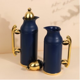Uniquely designed coffee and tea thermos set - blue - 1 liter + 0.7 liter capacity - with a pump - 2G1BB200165