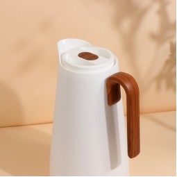 Premium hospitality thermos with wooden handle - push-button - 1 liter capacity - 2G1BB200219