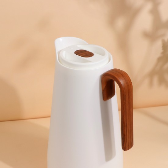 Premium hospitality thermos with wooden handle - push-button - 1 liter capacity - 2G1BB200219