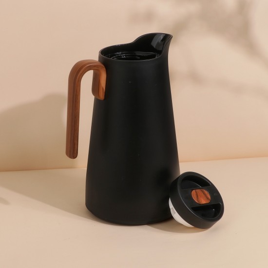 Premium hospitality thermos with wooden handle - push-button - 1 liter capacity - 2G1BB200224