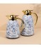 Thermos set with blue pattern and gold handle - 1 liter + 0.6 liter capacity - 2GG1-B02-028