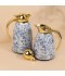 Thermos set with blue pattern and gold handle - 1 liter + 0.6 liter capacity - 2GG1-B02-028