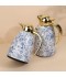 Thermos set with blue pattern and gold handle - 1 liter + 0.6 liter capacity - 2GG1-B02-028