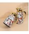 Floral pattern thermos set with gold handle - 1 liter + 0.6 liter capacity - 2GG1-B02-029