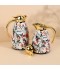 Floral pattern thermos set with gold handle - 1 liter + 0.6 liter capacity - 2GG1-B02-029