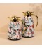 Floral pattern thermos set with gold handle - 1 liter + 0.6 liter capacity - 2GG1-B02-029