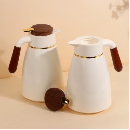 Coffee and tea thermos set with wooden handle - 1 liter + 1 liter capacity - 2S1B200002