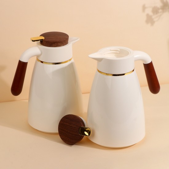 Coffee and tea thermos set with wooden handle - 1 liter + 1 liter capacity - 2S1B200002