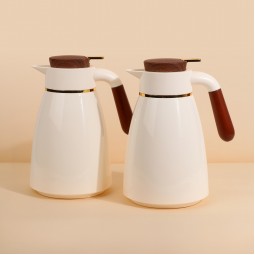 Coffee and tea thermos set with wooden handle - 1 liter + 1 liter capacity - 2S1B200002