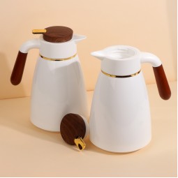 Coffee and tea thermos set with wooden handle - 1 liter + 1 liter capacity - 2S1B200126