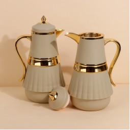 Coffee and tea thermos set, 1 liter + 1 liter capacity - with pump - 2S1BB100116