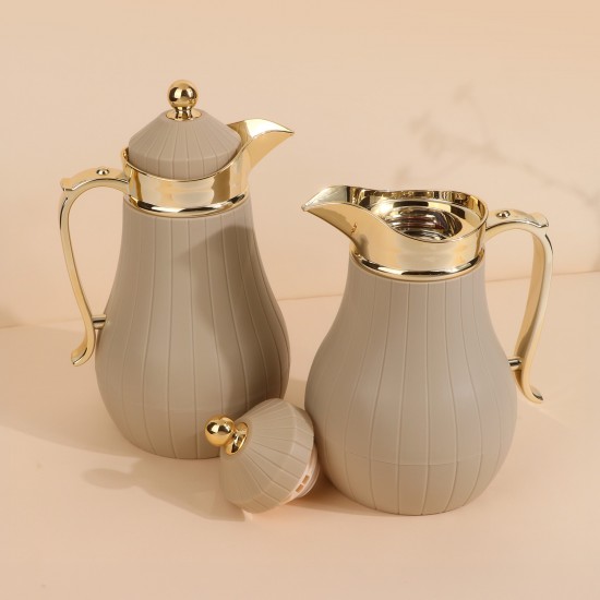 Coffee and tea thermos set - Beige - 1 liter + 0.6 liter capacity - 2S1BB200088