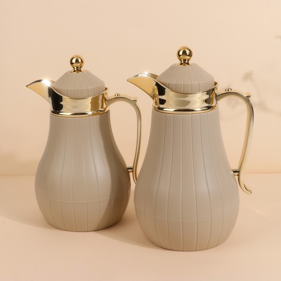 Coffee and tea thermos set - Beige - 1 liter + 0.6 liter capacity - 2S1BB200088