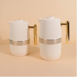 White Coffee and Tea Thermos Set - 1 Liter + 0.6 Liter Capacity - 2S1BB200091