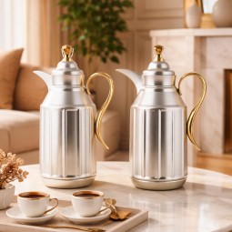 طقم ترامس قهوة وشاي بتصميم فاخر - سعة 1 لتر + 1 لتر - 2S1UU100072