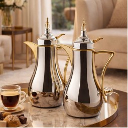 Luxury Coffee and Tea Thermos Set - 1 Liter + 1 Liter Capacity - Push-Button - 2S1UU100075