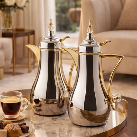 طقم ترامس قهوة وشاي بتصميم فاخر - سعة 1 لتر + 1 لتر - 2S1UU100075
