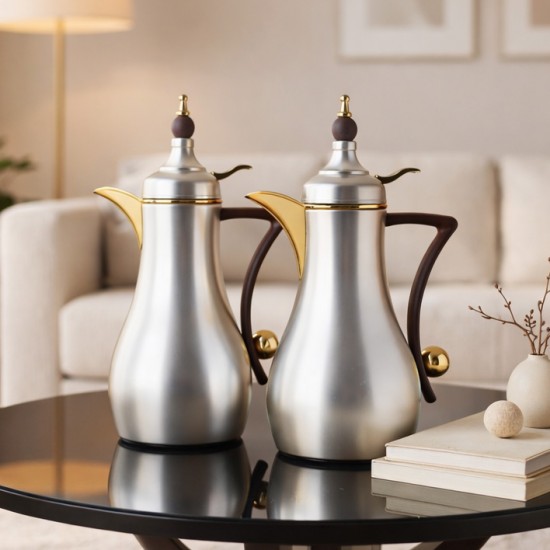 طقم ترامس قهوة وشاي بتصميم فاخر - سعة 1 لتر + 1 لتر - 2S1UU100076