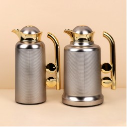 Stylish coffee and tea thermos set - 1 liter + 0.7 liter capacity - with push-button - 2S1UU100128