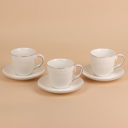 Luxury white coffee cup and saucer set – 12 pieces