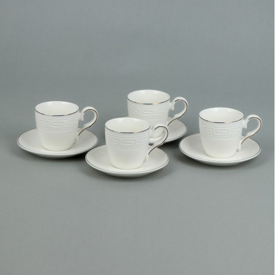 Luxury white coffee cup and saucer set – 12 pieces