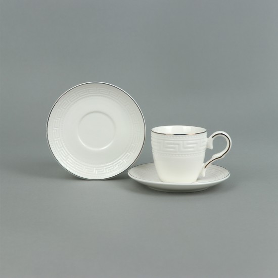 Luxury white coffee cup and saucer set – 12 pieces