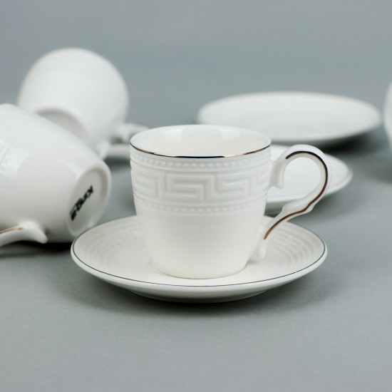 Luxury white coffee cup and saucer set – 12 pieces