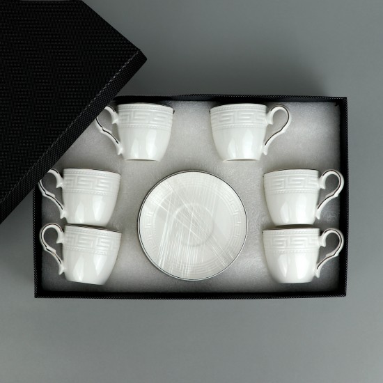 Luxury white coffee cup and saucer set – 12 pieces
