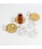 Glass tea and coffee serving set with gold stainless steel saucers – 18 pieces
