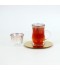 Glass tea and coffee serving set with gold stainless steel saucers – 18 pieces
