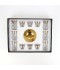 Glass tea and coffee serving set with gold stainless steel saucers – 18 pieces