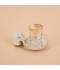 Tea and coffee serving set – clear glass and porcelain with a gold touch – 36 pieces Tea and coffee serving set – clear glass and porcelain with a gold touch – 36 pieces