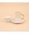 Luxury coffee and tea cup set with modern designs and gold rims - 18 pieces