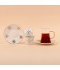 Tea and coffee serving set – clear glass and porcelain with a gold touch – 36 pieces