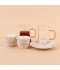 Tea and coffee serving set – clear glass and porcelain with a gold touch – 36 pieces
