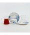 Luxury Blue Floral Pattern Porcelain and Glass Tea and Coffee Set with Gold Rim - 36 Pieces